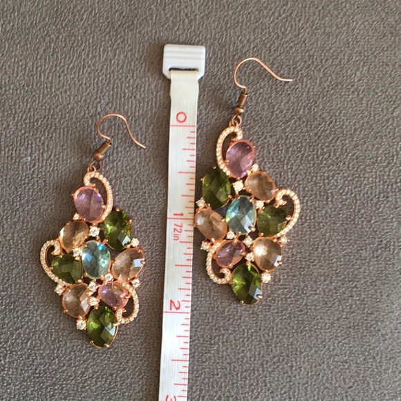 Genevieve Multi-Color CZ Cluster Earrings - Picture 2 of 4